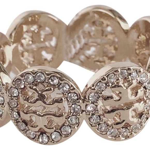 NWT Tory Burch Miller Swarovski Crystal Pave Ring in Silver Retail $215 - Picture 3 of 6